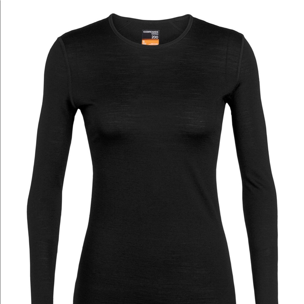 Icebreaker Merino Black 200 Oasis Long Sleeve Crewe Neck